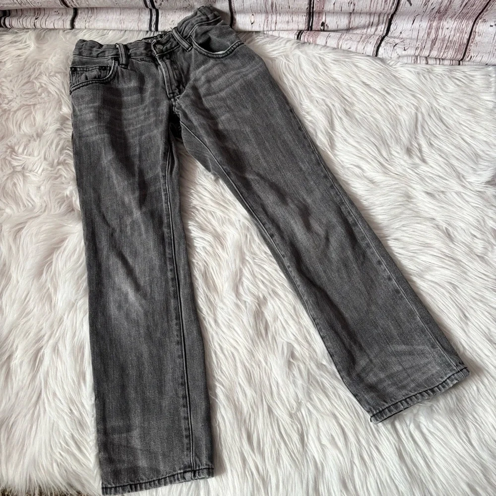 Gap Kids Boys Size 8 Gray‎ Straight Leg Jeans Elastic Waist Zipper Close Denim